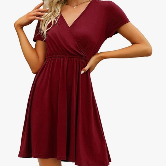 Dresses & Skirts - Burgundy Faux Wrap Dress medium